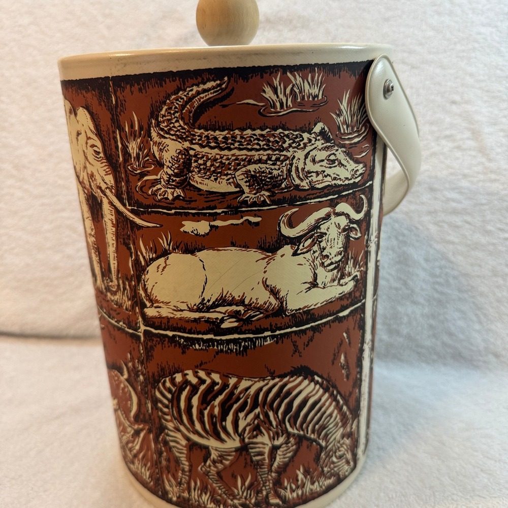 Vintage Georges Briard Safari Animal Ice Bucket Mid Century Modern Barware USA - Picture 3 of 12